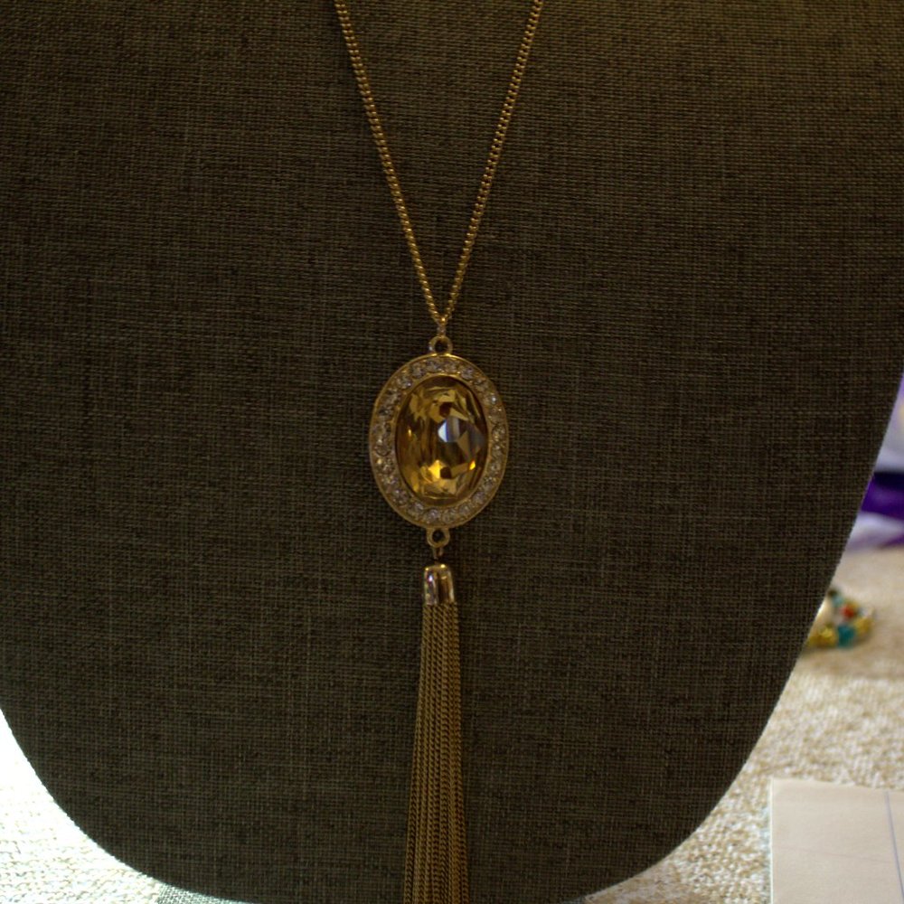 Large Gold and Brown Gennaro Necklace with Tassel